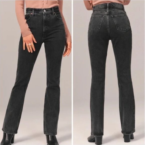 Abercrombie & Fitch Curve Love The 70s Vintage Flare Ultra High Rise Jean Short - Picture 2 of 12